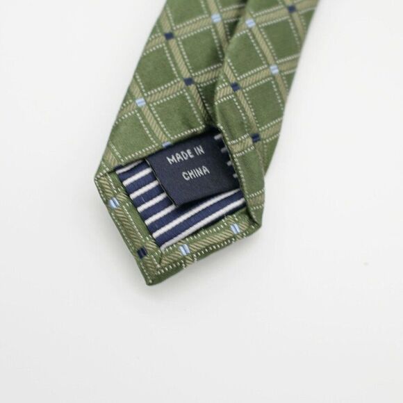 Nautica Green Woven Check Silk Tie‎ - Picture 4 of 7